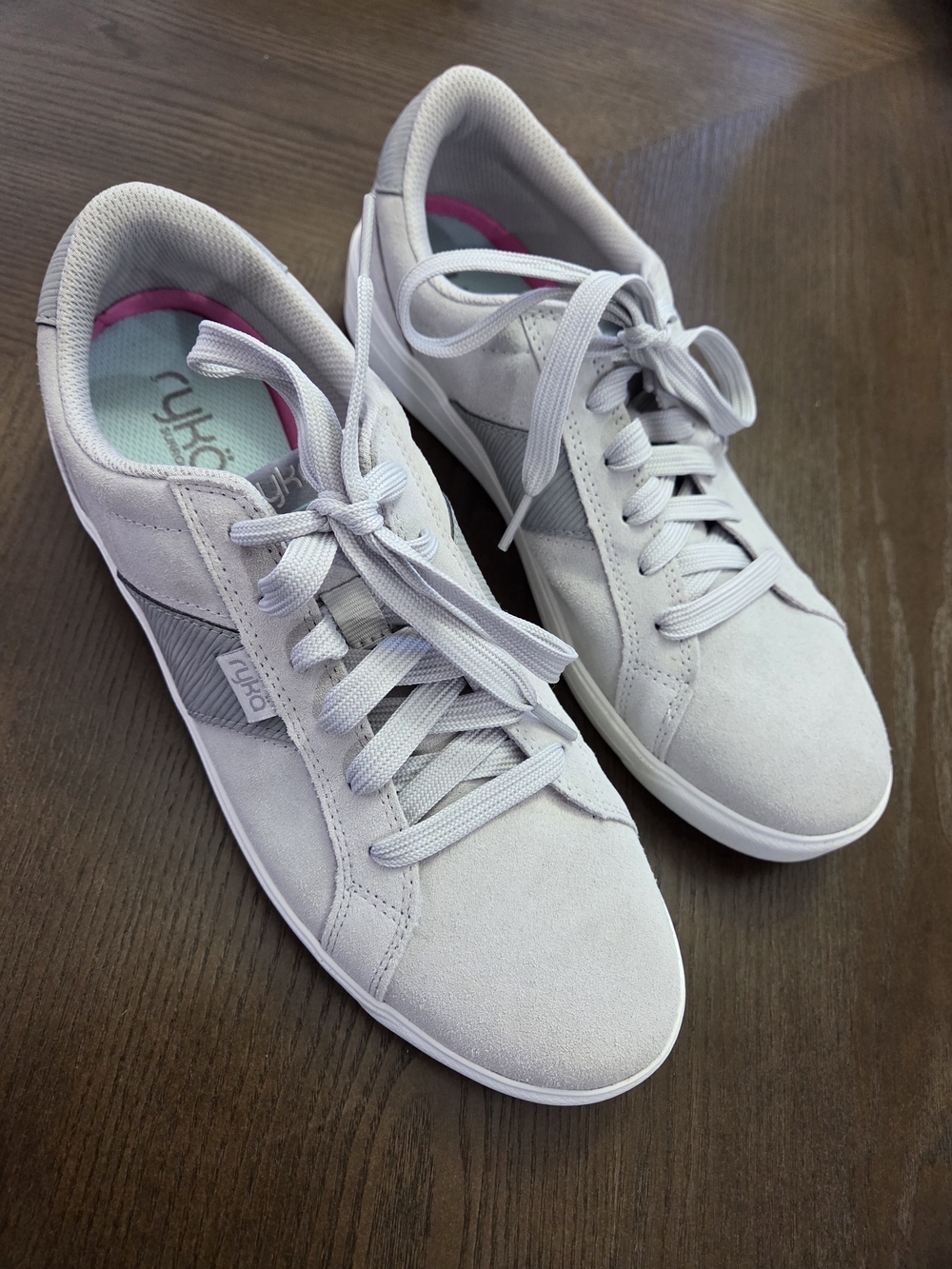 Ryka Women's Light Gray Suede Lace-Up Sneakers Size 11